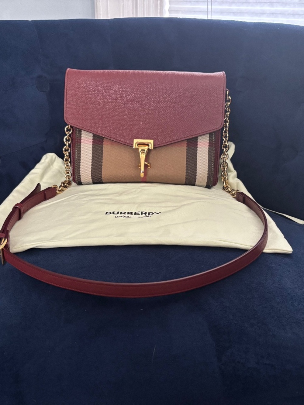 Burberry Macken Crossbody Bag Leather and House Check Canvas Small